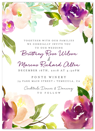 Floral Wedding Invitation - Bordeaux Bloom