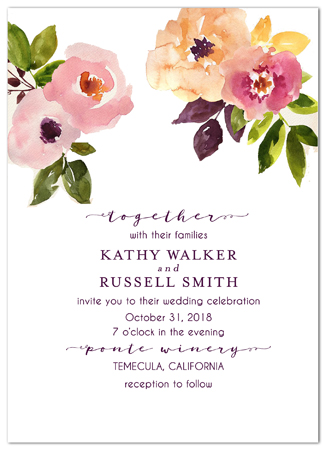 Wedding Invitations - Painted Blooms