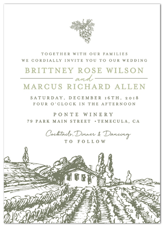 Wedding Invitation - Vintage Winery
