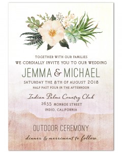 Desert Succulent Bloom Wedding Invitation