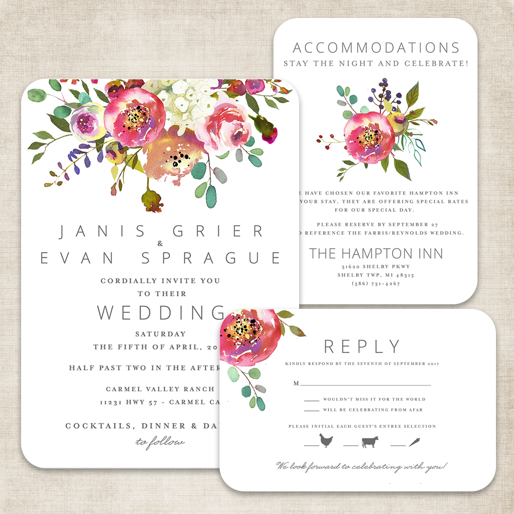Wedding Invitation - Spring Bouquet