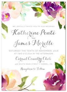 Floral Wedding Invitation - Purple Blooms