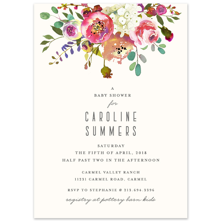 Baby Shower Bright Floral Elegant Invitation
