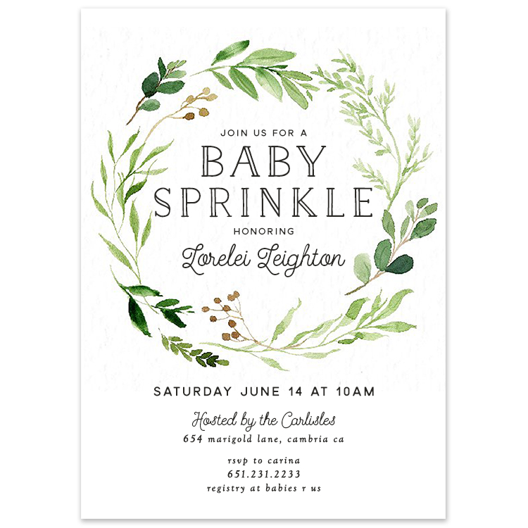 Baby Shower Greenery Wreath Invitation
