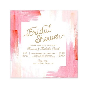 bridal Shower Watercolor Brush Pink Invitation