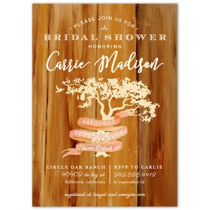 Oak Tree Pink Ribbon Rustic bridal Shower Invitation