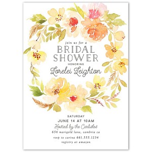 bridal Shower Peach Flower Wreath Invitation
