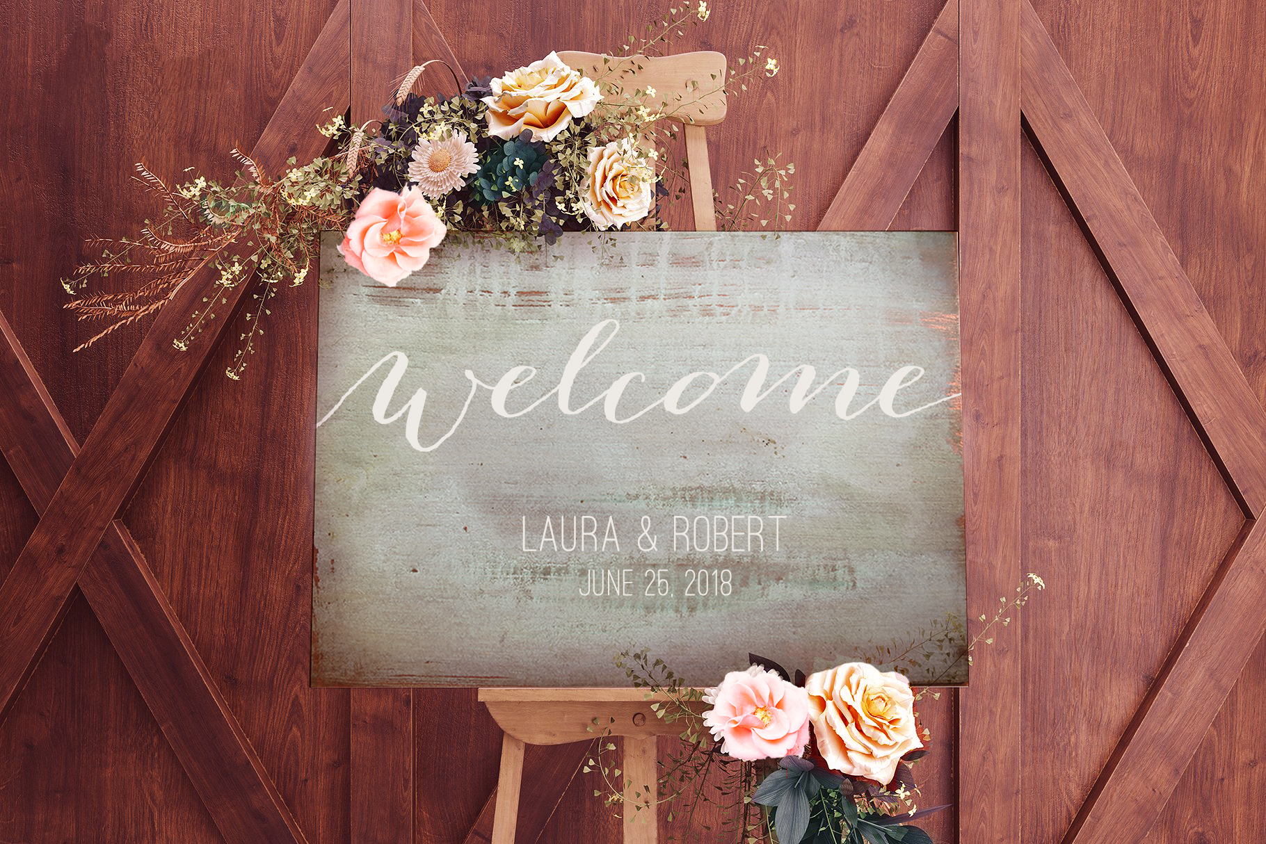 Vintage Antique Patina Wedding Welcome Sign