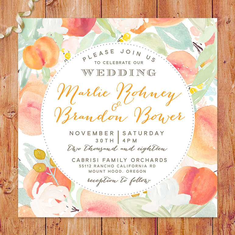 Peachy Keen Wedding Invitation Bloom On Paper