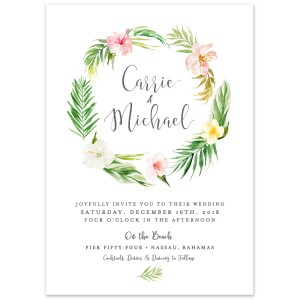 Tropical Flower Wedding Invitation Wreath